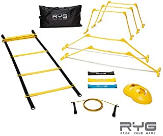 Raise Your Game RYG Speed Agility Training Set- Ladder, Cones, Hurdles, Explosiveness, Resistance, Exercise Equipment, Soccer, Football, Track Field, Basketball, Footwork, Workout Drills, Sport Train