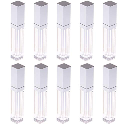 10 Pcs 7Ml Lip Gloss Tube Empty Refillable Lip Balm Bottle Clear Plastic Lip Glaze Tube with Mirror and Led Light Lip Glaze Empty Bottle Lip Gloss Sub-Bottle for DIY Lip Gloss Balm Cosmetic Silver