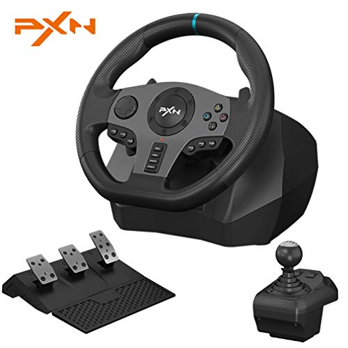 PXN V9 270/900°Gameing Racing Wheels,PS4 Racing Steering Wheel Dual-Motor Feedback Driving,with Pedals and Joystick PC Steering Wheel,Suitable for Xbox Series X&S/PS3/PS4/PC/Xbox One/Nintendo Switch