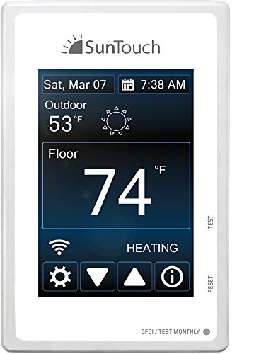 SunTouch 81019075 SunStat Universal Touchscreen Programmable Thermostat, (120/240V), Bright White, Model 500875