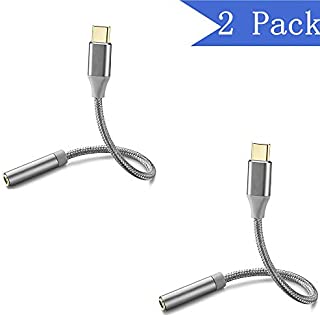 [Grey] USB Type C to 3.5mm Headphone Jack Cable, [2-Pack] USB-C to Aux Audio Realtek DAC Adapter Compatible with Samsung,Google Pixel, 2 ,3 ,4XL and HTC,Huawei,iPad Pro,Xiaomi 6/8/9/8SE