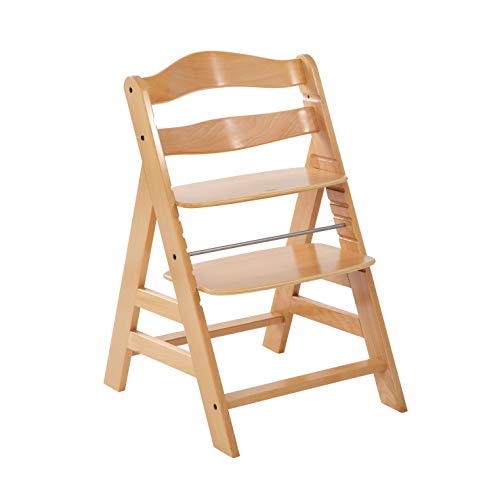 Hauck Alpha Wooden Height Adjustable Chair from 36 Months, Compatible with Hauck Alpha Bouncer from Birth, Natural