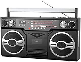 Milanix Vintage Retro 1980s Portable Boombox Cassette Player with Bluetooth, AM/FM Radio, USB, SD, Aux-in, AC/DC and Battery Operated