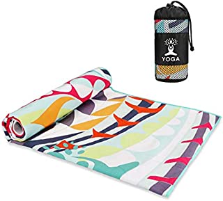 Number-one Hot Yoga Mat Towel Non Slip, Pro Yoga Mat Triangle Corner Pockets Design, Microfiber and Free Carry Bag Perfect for Yoga, Pilates, Workout, Fitness, Sports, Gym (72 Inch x 24 Inch)