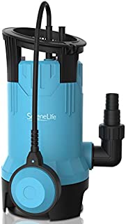 SereneLife 750W Thermoplastic Submersible Sump, Auto Float Switch,16 ft. Cord-Garden, Yard, Swimming Pool, Pond, Flooded Area SLBSMPMP100, Clean/Dirty Water Powerful Utility Pump