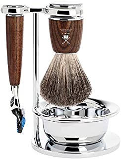 MÜHLE RYTMO Steamed Ash 4-piece Pure Badger 5-Blade Razor Shaving Set