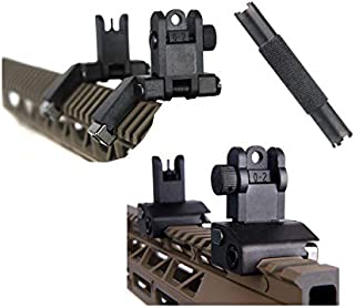 Ultralight 2 Pcs 45 90 Degree Flip Up Backup Battle Sight Offset Rapid Transition Front and Backup Rear Sights Includes Front Sight Adjustment Tool