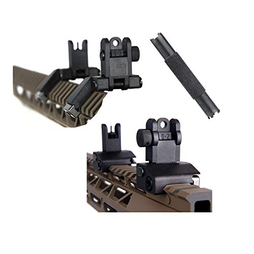 Ultralight 2 Pcs 45 90 Degree Flip Up Backup Battle Sight Offset Rapid Transition Front and Backup Rear Sights Includes Front Sight Adjustment Tool