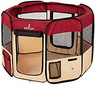 Zampa Portable Foldable Pet playpen Exercise Pen Kennel Carrying Case for Larges Dogs Small Puppies/Cats | Indoor/Outdoor Use | Water Resistant
