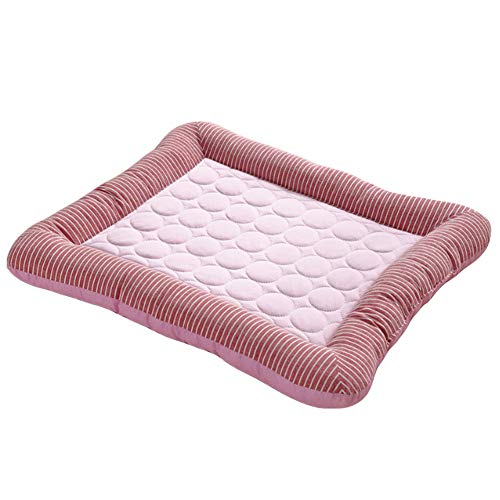 BinetGo Cooling Dog Bed Soft Crate Mat Ice Silk Cat Mat | Washable Summer Cooling Pet Mat | Soft Rectangle Bed Cushion for Small Medium Large Dog and Cat (L(30 x 23), Pink)