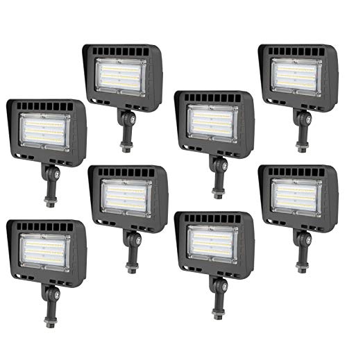 Lightdot 70W Outdoor LED Flood Security Light with Photocell (70W Eqv 300w)5000K Adjustbale Angel Required for Illuminating Flagepole/Garden/Tree/Yards/Advertising Boards(8 Pack)