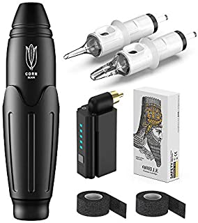 Hawink Rotary Tattoo Machine Pen Kit with Wireless Tattoo Power Supply One Tattoo Battery 20pcs Tattoo Needles Cartridge Black Tattoo Grip Tape Wrap EM136P199RCAG20-1