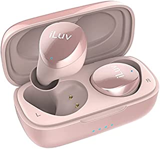 iLuv TB100 Rose Gold True Wireless Earbuds Cordless in-Ear Bluetooth 5.0 with Hands-Free Call MEMS Microphone, IPX6 Waterproof Protection, Long Playtime; Includes Compact Charging Case & 3 Ear Tips