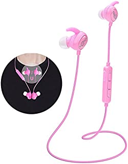 Kids Headphones, Pink Headphones Bluetooth Wireless Headphones with Magnetic Earbuds for Kids Girls Stereo Sound with Mic Noise Reduction Wireless Bluetooth Headset for School Travel (Pink)