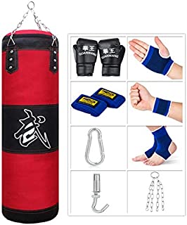 Sfeexun Punching Bag for Man Women Kids, Indoor/Garden Boxing Bag Unfilled Heavy Bag Set with Punching Gloves, Chain, Ceiling Hook for MMA, Kickboxing, Muay Thai, Karate, Taekwondo