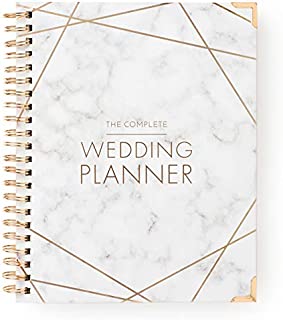 Wedding Planner Marble Gold - Undated Bridal Planning Diary Organizer - Hard Cover, Pockets & Online Support