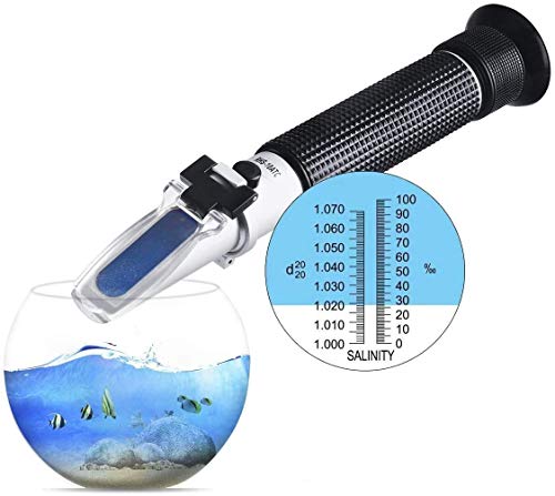 AUTOUTLET Refractometer Saltwater Aquarium for Seawater,Pool,Tank,Testing,Marine Fishkeeping, 0-100PPT & 1.000-1.070 Salinity Tester with ATC Function Hydrometer Specific Gravity Salinity Meter Kit