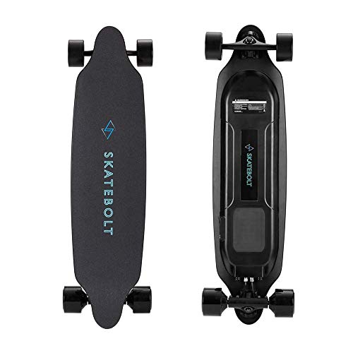 SKATEBOLT Electric Skateboard Longboard with Remote Controller, 25 MPH Top Speed, 22 Miles Max Range, Dual Motors Electric Longboard with LED Taillights-3rd Updated Generation (Tires Skin Replaceable)