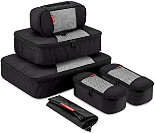 Gonex 6 Set Travel Packing Cubes, Luggage Packing Organizer Set for Bag & Suitcase With Laundry Bag Black