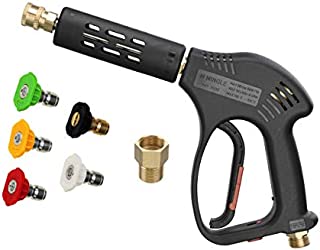 M MINGLE Short High Pressure Washer Gun, 5000 PSI, Replacement for Hot and Cold Water, M22 Fitting, 5 Nozzle Tips