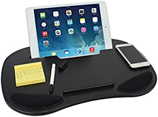 Smart Lap Desk w/ Media Slot for iPad or Smartphones - Cushioned Bottom for Stability and Comfort - Keeps Laptop Cool - Ideal for Doing Schoolwork or a Home Office Setup - Back to School Item (Black)