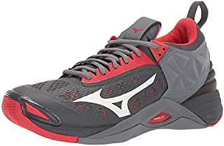 Mizuno mens Wave Momentum Indoor Court Shoe, High Risk Red-grey, 10.5 US