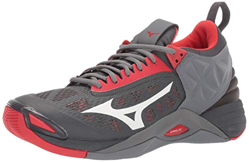 Mizuno mens Wave Momentum Indoor Court Shoe, High Risk Red-grey, 10.5 US