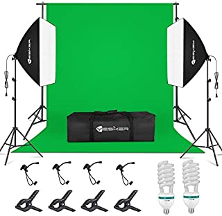 Yesker Studio Photography Lighting Kit, 8.5x10ft Background Support System, 5500k Day Light Bulbs, Softbox Continuous Lighting Equipment for Portrait Photo Video Shooting