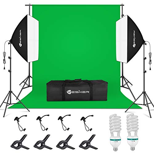 Yesker Studio Photography Lighting Kit, 8.5x10ft Background Support System, 5500k Day Light Bulbs, Softbox Continuous Lighting Equipment for Portrait Photo Video Shooting