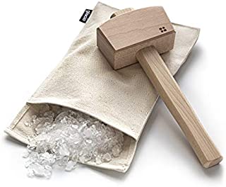 glacio Ice Mallet and Lewis Bag - Wood Hammer and Canvas Bag for Crushed Ice