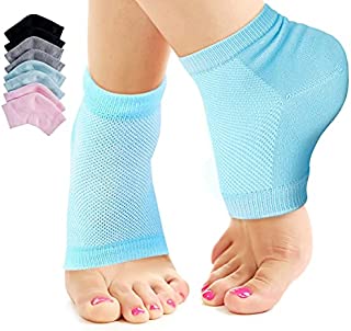 Nado Care 4 Pairs Heels Moisturizing Socks for Dry Cracked Heels Repair - Moisturizing Gel Heel Sleeves Open Toe Comfy Socks Day Night - Pink, Blue, Grey and Black