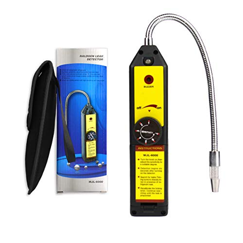 FAVORCOOL WJL-6000 Freon Leak Detector with Free Pouch Halogen Leak Detection Tool Refrigerant Gas Leakage Tester HVAC A/C Air Conditioner R22 R410A R134A CFCs HCFCs HFCs Detects High Accuracy