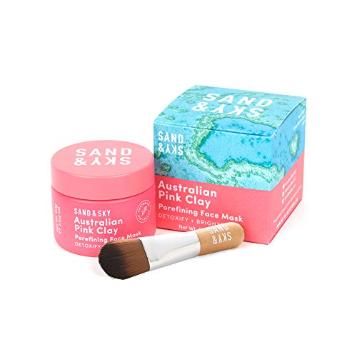 Sand & Sky Australian Pink Clay Porefining Face Mask Skin Care | Pink Clay Face Mask | Pore Minimizer & Pore Cleaner with Face Mask Brush Applicator