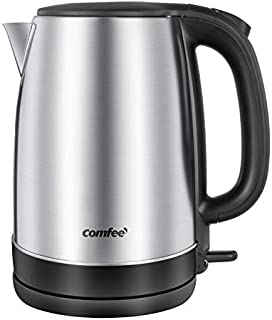 COMFEE' 1.7L Stainless Steel Electric Tea Kettle, BPA-Free Hot Water Boiler, Cordless with LED Light, Auto Shut-Off and Boil-Dry Protection, 1500W Fast Boil