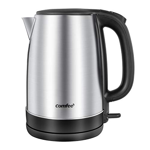 COMFEE' 1.7L Stainless Steel Electric Tea Kettle, BPA-Free Hot Water Boiler, Cordless with LED Light, Auto Shut-Off and Boil-Dry Protection, 1500W Fast Boil