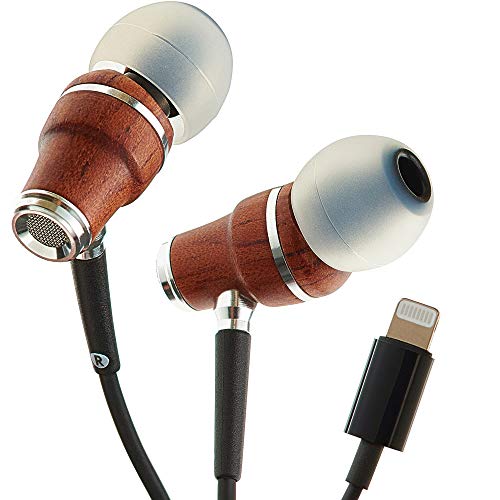 Symphonized NRG MFI Earbuds, Certified Lightning Earbuds Compatible with Apple iPhone/iPad/iPod, Premium Genuine Bubinga Wood in-Ear Noise Isolating Earphones, Stereo Wired Headphones (Black)