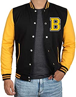 Mens Varsity Jacket - High School Football Jacket | B Yellow sleeve | M