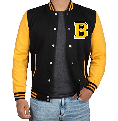 Mens Varsity Jacket - High School Football Jacket | B Yellow sleeve | M