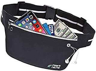 Ultra Slim Waist Fanny Packs, Fitters Niche Water Resistant Reflective Adjustable Running Elastic Belt, Fit IPhone X 8 Plus, Samsung Note 8, Idea for Cycling, Walking, Hiking, Fitness, Outdoor Sports