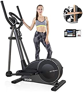 SNODE Low Impact Magnetic Elliptical Machines for Home Use with Bluetooth APP - Elliptical Home Workout Equipment with 32 Level Resistance,Pulse Tension, Intelligent Workout App, LCD Display