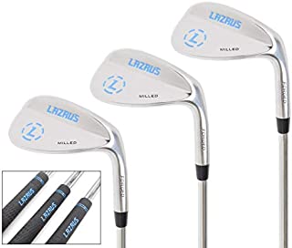 LAZRUS Premium Forged Golf Wedge Set for Men - 52 56 60 Degree Golf Wedges + Milled Face for More Spin - Great Golf Gift (Silver Wedge Set)