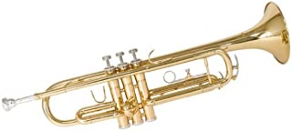 Mendini MTT-L Gold Lacquer Brass Bb Trumpet + Tuner, Case, Stand, Mouthpiece, Pocketbook & More - MTT-L+SD+PB+92D