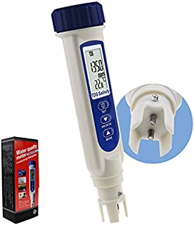 Pen Type Digital Salinity TDS Temperature Meter Probe Sensor Tester Monitor ATC Automatic Calibration for Water Quality Hydroponics Pond Pool Saltwater Aquarium Saltwater Seawater Drinking Water