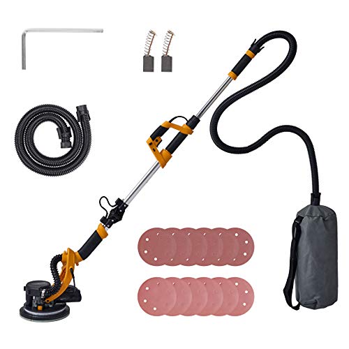 CO-Z 800W Folding Drywall Sander w Extendable Handle Vacuum & 12 Sanding Discs | Orbital Sander w LED Light Dust Collector | 6 Speed Drywall Power Tool for Woodworking Home Improvement