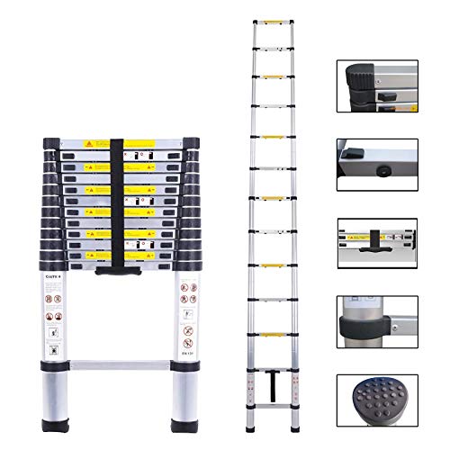 Telescopic Ladder Aluminum Extension Telescoping Ladder Foldable Extend and Climb Ladder EN131 Standard(4.5M/15Ft)