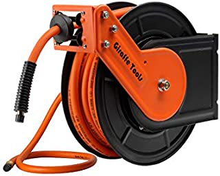 Giraffe Retractable Air Hose Reel Wall Mount with 3/8 in. x 50 FT Hybrid Hose, Pneumatic Heavy Duty Steel Reel Auto Rewind 300PSI