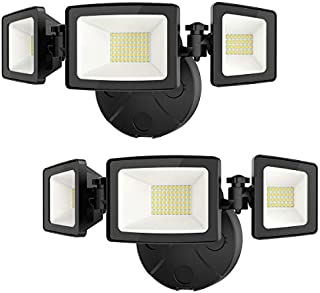 Onforu 2 Pack 50W LED Security Light, 5000LM Outdoor Flood Light Fixture with 3 Adjustable Heads, IP65 Waterproof, 5000K White Wall Mount Security Light for Eave, Exterior Garden, Porch