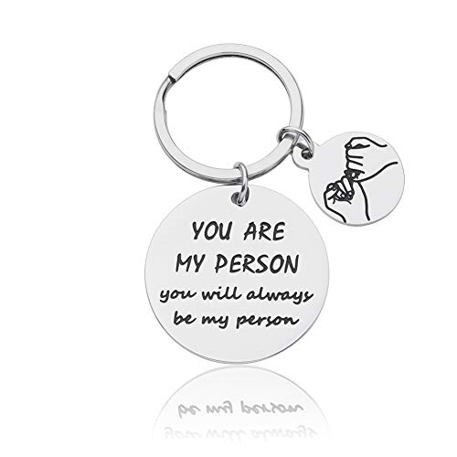 Best Friend Keychain for Women Men Teen Girls You Are My Person Couple Gifts for Boyfriend Girlfriend Wife Husband Birthday Valentines Wedding Friendship Key Ring Pendant for Bff Sisters Bestie