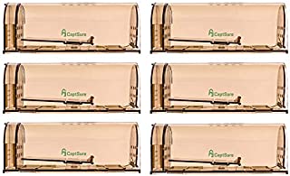 CaptSure Original Humane Mouse Traps, Easy to Set, Kids/Pets Safe, Reusable for Indoor/Outdoor use, for Small Rodent/Voles/Hamsters/Moles Catcher That Works (6 Pack)