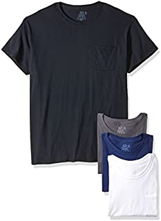 Fruit of the Loom Men's Pocket Crew Neck T-Shirt - X-Large - Assorted Colors (Pack of 4)